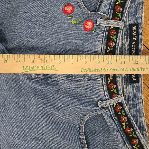 RVT Vtg Jeans 90’s Y2K Embroidered Bohemian Floral Sz 13/14 Jeans Womens Jrs - Picture 9 of 10